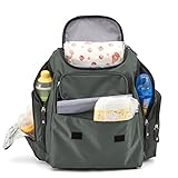 Evecase Premium Wasserfest Baby Wickelrucksack mit Wickelunterlage, Isoliertasche, Trolleyschlaufen – Militärgrün - 4