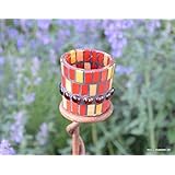 Handgefertigtes Windlicht Tiffany rot orange 7 cm