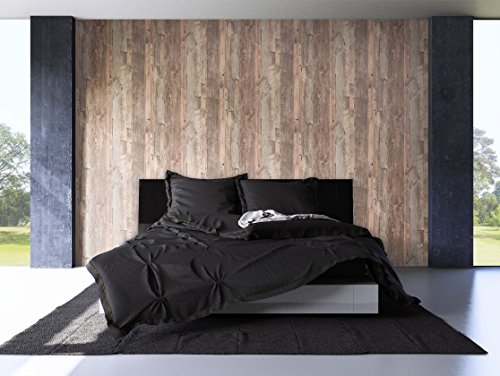 Holz Tapete Vliestapete Beige Braun Grau Edel , schöne edle Tapete im Holzwand Design , moderne 3D Optik für Wohnzimmer, Schlafzimmer oder Küche inkl. Newroom Tapezier Profibroschüre mit super Tipps! - 6