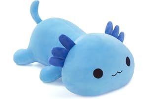 Sausudols Axolotl Peluche 50 cm - Cuscino Axolotl Morbido per Bambini Stoffino Dolce Regalo Compleanno Natale San Valentino Blu