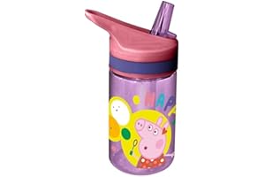 Butelka do picia Tritan 400 ml – świnka Peppa, wysokiej jakości butelka na napoje z tritanu, ze słomką, KL85879, Kids Licensing