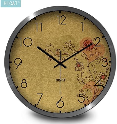 WALL CLOCK BABYQUEEN Living Room Wall Clock Creative Simple Decoration Mute Home Accessories Wall Clock Cw103 Retro Kraft Black-Silver Wire Box 14 In
