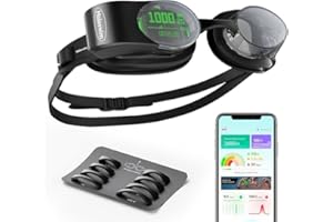 Holoswim 2 PRO Lunettes de natation intelligentes avec données en temps réel et analyse IA (APP) | anti-buée | IPX8 étanche | Charge magnétique | Compatible avec Garmin / Apple Watch | Pour