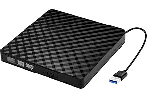 WSNDY External USB 3.0 Portable CD DVD +/-Rw Drive Reader, DVD/CD ROM Burner Rewriter, Slim Optical DVD Drive for Laptop PC Windows10/8/7/ Vista/XP/Mac OS and Linux