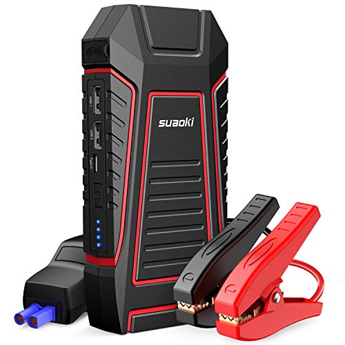 SUAOKI U7 Avviatore di Emergenza 600A, 12000mAh Avviatore Auto per Motore Fino a Benzina 6L e Diesel 3L, 12V Jump Starter, Torcia LED, 2 Porte USB e Type-C