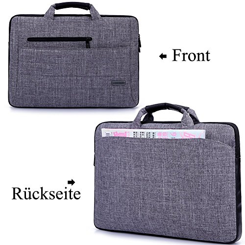 BRINCH 15,6 Zoll Multifunktional Laptop Schutzhülle Portable Umhängetasche Messenger Bag mit Schulterriemen und Griffe Aktentasche für 15 – 15,6 Zoll Laptop / Notebook / MacBook / Ultrabook / Chromebook / Tablet Computers /Apple / Acer / Asus / Dell / Fujitsu / Lenovo / HP / Samsung / Sony / Toshiba, Grau - 2