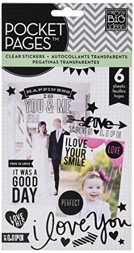 Me & My Big Ideas Kunststoff Pocket Seiten Klar Aufkleber 6 sheets-love