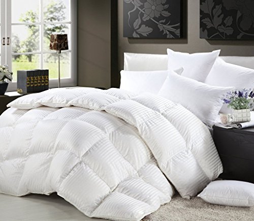 Download 1200 Thread Count KING / CALIFORNIA KING Size Siberian Goose Down Comforter 100% Egyptian Cotton 750FP, 50oz & 1200TC - White Stripe by Egyptian Cotton Factory Outlet Store