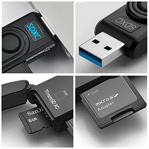 Speicherkartenleser, USB3.0 3 in 1 Kartenleser für SDXC / HC, MMC, RS-MMC, Micro SDXC / SD / SDHC Kartenleser - 5