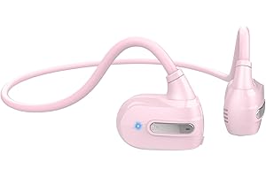 Golvery Open Ear Kids Headphones, Wireless Bluetooth 5.3 Headset for Phone/Kindle/Tablet, Safer Hearing Protection Children Earphones, Built-in Mic, Ultra-Light & Comfort Fit, 10H Playtime-Pink