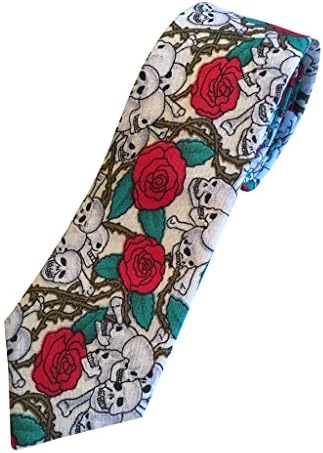 Skulls And Roses Skinny Tie