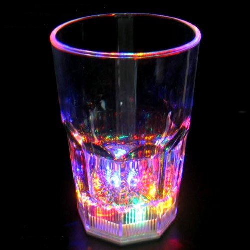 LED Cocktailglas, Trinkglas 400 ml blinkend, Longdrink Glas, multicolor mit Farbwechsel