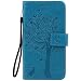 Produktbild Jepson Motorola Moto X Play Hülle, Leadertasche Premium Lederhülle Flip Case im Bookstyle Folio Cover Kartenfächer Magnetverschluss und Standfunktion Leder Schale Etui für Handytasche Schutzhülle Prägung Katzen & Baum Muster.