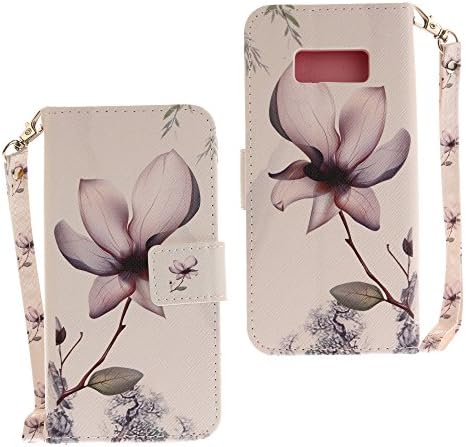 StarryON Samsung Galaxy S8 Case PU Leather Book Style Flip Wallet Case, Elegant Magnolia Flower Ink Painting Style Kickstand Cover Credit Card Slot Screen Protector Handy Cash Pouch Samsung S8 Case(Magnolia)