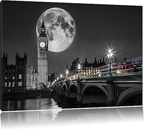 Amazon.de: Big Ben vor dem Mond in London schwarz/weiß ...