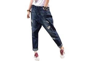 Youlee Donna Elastico Vita Ampia Leg Harem Pantaloni Foro Jeans