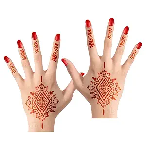 Apcute Mehandi Hand Set of - 2 Piece | Henna Tattoo stencil for Women, Girls and kids Easy to use in just 4 steps Latest Design Collection | Design No - APCUTE-H6