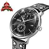 Uhr Automatik FEICE Armbanduhren Mechanisch Minimalistische Uhr mit Gewölbtes Mineralglas Multifunktions Uhren Schwarz Zifferblatt Herren Uhren - FM212