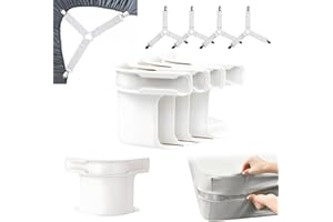 CADOAL 4 Pcs Bed Sheet Holder with Lock Strips, 4 Pieces Removable Bed Sheet Clips with 4 Pack Triangle Bed Sheet Straps Fasteners Set Anti Slip for Mattress Protector Blanket Bedding Fit to All Bed Sizes