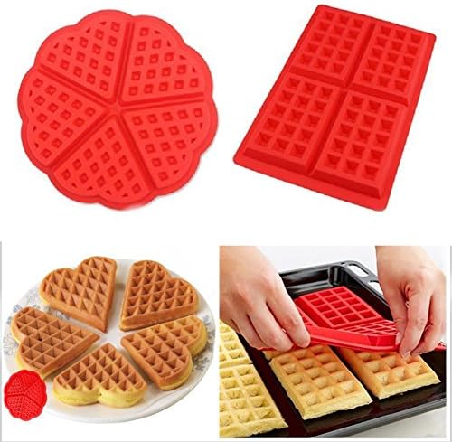 SFGHOUSE 2-Pack Silicone Waffles Biscuit Mold Baking Mould Cake Chocolate Pan Muffin Molds Tins