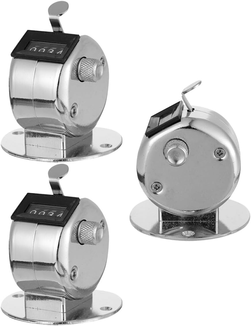 BCOATH Contador Mecánico Manual de Mano Metálico Base, 3 Piezas, Portátil para Conteo Preciso de Personas y Artículos, Adecuado para Almacenes, Deportes y Gestión de Inventario