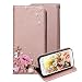 Produktbild für Samsung Galaxy A5 A520 2017 Flip Cover Hülle Tasche,Aearl Diamant Blumen Schutzhülle Handyschutz Wallet Case Handy Hüllen für Samsung Galaxy A5 2017 + Gratis Displayschutzfolie,Rose Gold Lippe