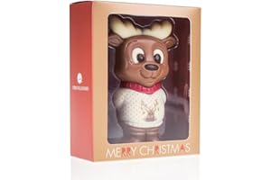 CHOCOLISSIMO Choco reno con suéter blanco - chocolate figura de chocolate | Navidad | Reno de chocolate | regalo | hombre | mujer | chico | chica | Chocolate de Navidad | reno | Caramelo | bocadillos