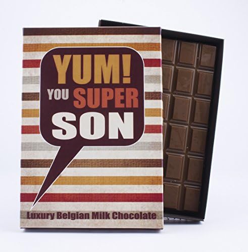Lovely Son Novelty Chocolate Gift 85 Gram Best Luxury Belgian Milk Bar Box of Chocolates to Special Child for Birthday Funny Greetings Card Humour