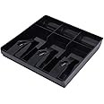 SUKHAD ABS Plastic Cash Drawer 3 Bills 3 Coins ABS Cashier Storage Box For Super Markets | 6 Slot Cash Tray | 9.6 X 9.6 X 1.4 Inch, Black