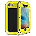 Produktbild Feitenn iPhone 6S Wasserdicht Fall, Armor Aluminium Metall Gorilla Glas Heavy Duty stoßfest Schutz Case aus Karbonfaser für iPhone 6/iPhone 6S Gelb