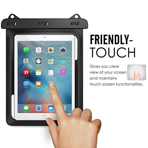 MoKo Wasserdichte Hülle Tasche Beachbag mit Halsband für MediaPad M2 10 / Samsung Tab A 10 / Tab A 9.7 / Tab E 9.6, bis zu 10 Zoll Tablets, Schutzhülle für Strand, Wandern, Outdoor – IPX8, Schwarz - 5