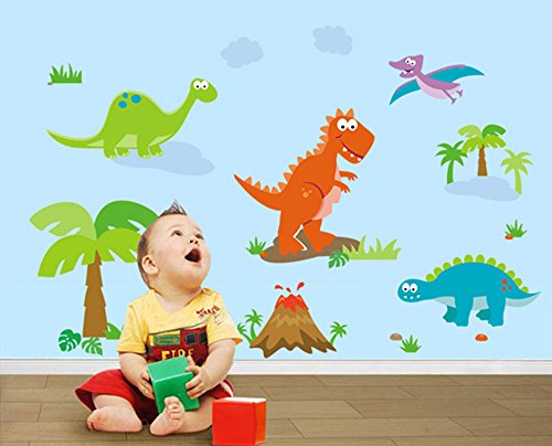 ufengke® Jurassic Park Cartoon Dinosaur Trees Wall Decals, Children's Room Nursery Removable Wall Stickers Murals