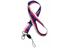 SPORTFANSHOP24 Schlüsselband/Landyard/Halsband - Russland/SERBIEN - weiß blau rot gestreift - Keyholder/Strap