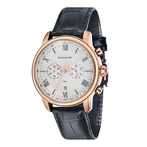 Thomas Earnshaw, Longitude ES-8058-03 Longitude - Orologio da Polso, Uomo, Display Analogico, Cinturino in Pelle, Nero