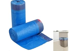 Manfâ Sac à poubelle à fermeture automatique 50 * 60cm 30 L 100pcs Sacs à ordures Bleu Conçu pour la cuisine de bureau Chambre à coucher Salle de bains Jardin et cour extérieure Sacs