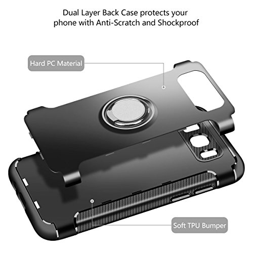 HÃ¼lle fÃ¼r Samsung Galaxy J7 2016 (5,5 Zoll) 360 Grad Drehbar Ringhalter mit Magnetischer Handyhalter Auto HandyhÃ¼lle (Schwarz)