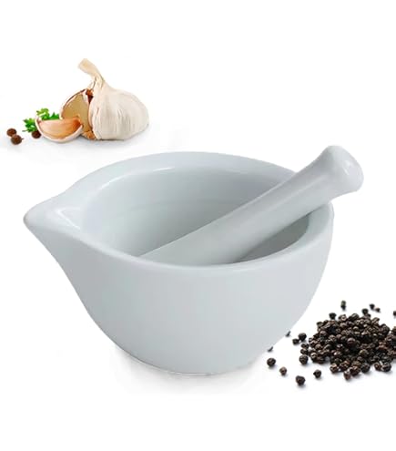 Indiabazaar Mortaio E Pestello In Ceramica Collezione Trento: ø 10,5 Cm, Superficie Ruvida Per Spezie Ed Erbe Aromatiche