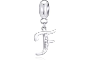 GLOWDAS 26 lettres charms initiale a-z alphabet perles pendentif, pour bracelet de bricolage européen, lettre pendentif en argent sterling 925 avec breloques cz, cadeaux pour fête des mères/famille/amis