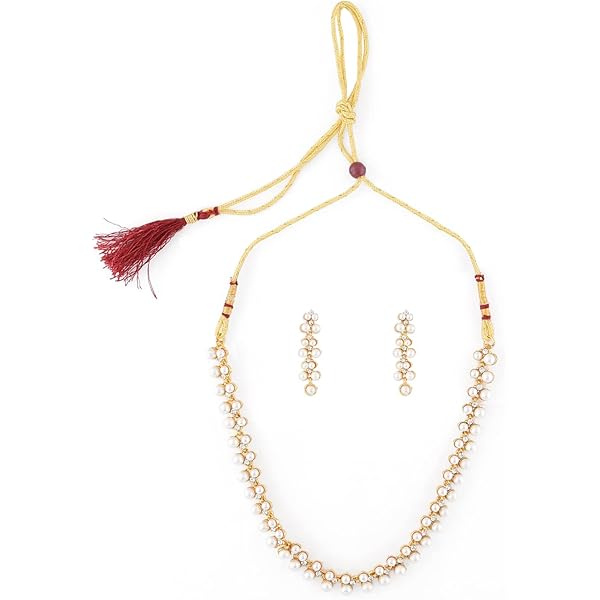 Ami Gold Tone Dazzling Beads Fusion Wear Necklace For Women