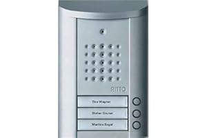 Schneider Electric Ritto Türstation, Entravox, Audio für 3-Familienhaus, Gegensprechanlage mit beleuchteten Klingeltasten, Aufputz, Außeneinheit, Silber eloxiert, Artikelnummer 1840320