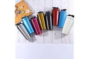 H HOME UNIVERSAL Home Universal® 750ML Botella Gim Shaker de Acero Inoxidable | BPA Free con Mezclador de Tapa Integrado | Vaso Gimnasio con Medidor | Apto para Lavavajillas | Vaso Proteína (Acero)