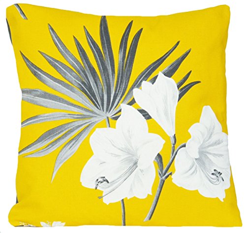 Gelb Kissen Blumen Kisenbezug Grau Zierkissen Gladiole Kissenhülle, 40x40cm