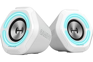 EDIFIER Hecate G1000 - Enceintes Gaming Actives RVB, Bluetooth 5.0, Entrées AUX, USB, 10W, Blanc