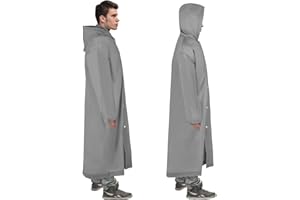 welsberg 2x Raincoats Rain Poncho with Hood and Sleeves Reusable Waterproof Rainwear for Adults Unisex, silver, one size