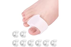 AULESE Orthese Hallux Valgus Correcteur, 8Pcs Silicone Séparateur Orteils, Epitact Corrective pour Chevauchement Orteil, Ecarteur Orthese Pied pour le Protection Hallux Valgus Dorteils (Blanc-L)