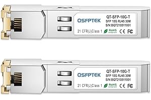 QSFPTEK (2Pack) 10GBASE-T SFP+ RJ45-Transceiver, 10G SFP+ auf RJ45-Modul bis zu 30m Kupfer Mini-GBIC für Cisco SFP-10G-T-S, Ubiquiti UF-RJ45-10G, D-Link, Supermicro