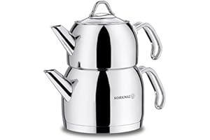 Korkmaz Provita - Set maxi teiera con manico ergonomico, finitura lucida, 1,1 e 2 quart