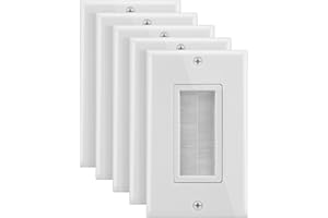 Fosmon 5 Pack 1 Band Wall Plate - Brush Style Opening - Low Voltage Cable Plate - Wall Installation for Speaker Wires, Coaxial Cables, HDMI Cables or Cables