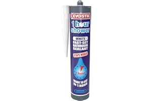 EVO-STIK 1 Hour Shower Bathroom Sealant White - 290ml - Fast Setting - Ready to Use in 1 Hour - Stops Mould