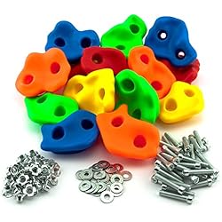 GO!elements 15 Prises d'escalade Enfant avec matériel de Fixation, Poignées d'escalade pour Mur d'escalade, Pierres d'escalade colorés pour Tour de Jeu avec vis, intérieur et extérieur, Size:15 Set